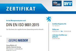 Zertifikat DIN EN ISO 9001:2015-2025